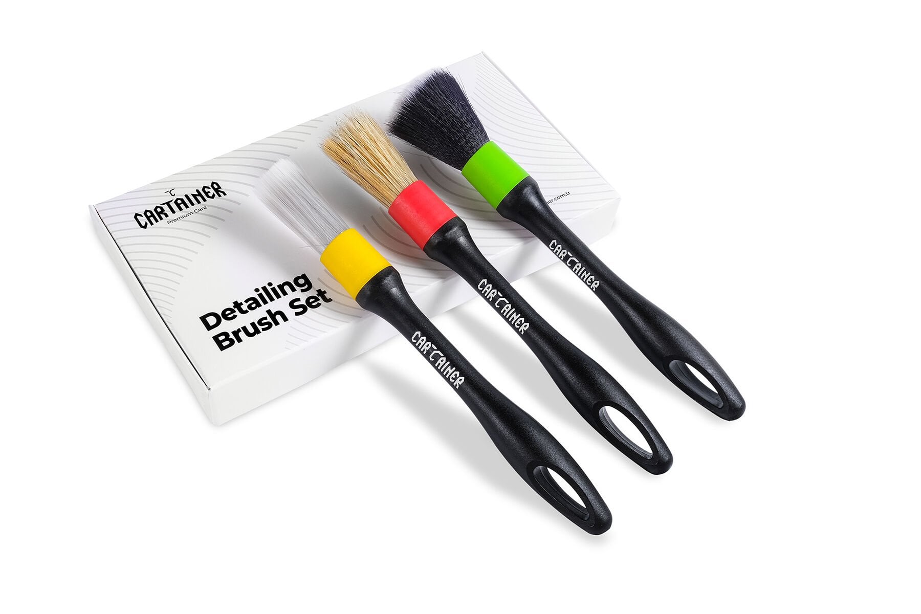 Cartainer Detailing Brush Set  3'lü Fırça Seti Siyah