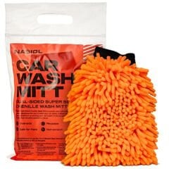 Nasiol Çift Taraflı Mikrofiber Süper Yumuşak Peluş Araç Yıkama Eldiveni-Çiziksiz Temizlik